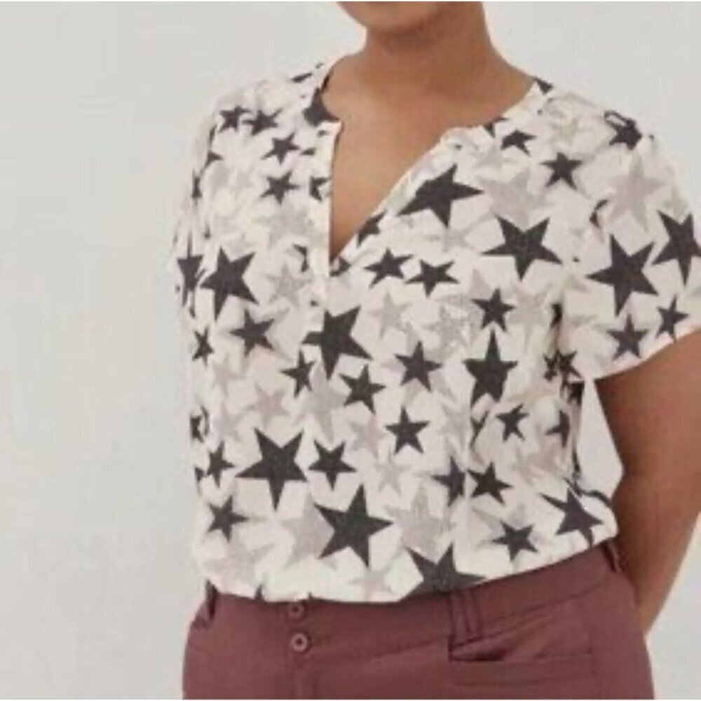 Torrid Black and White Star Print Blouse
